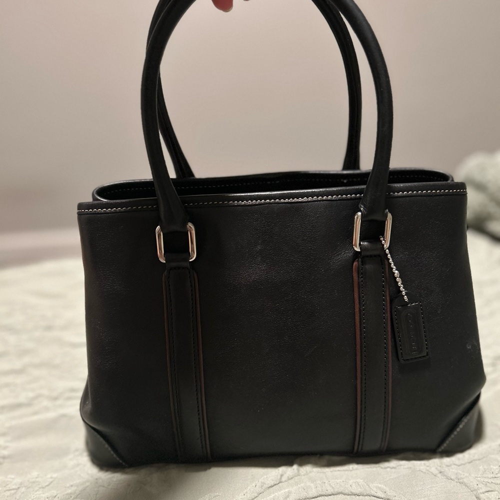 Vintage Coach Black leather Tote 7586